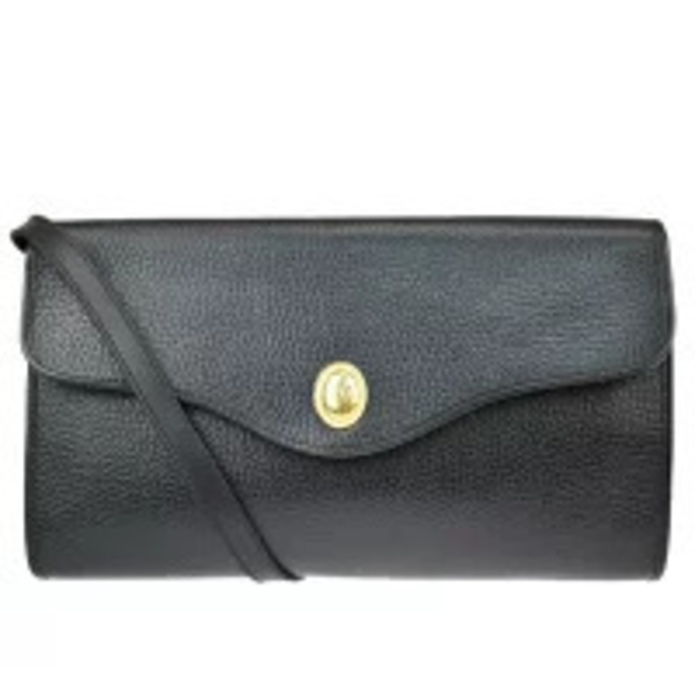 Christian Dior chain shoulder bag clutch black leather